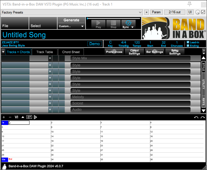 DAW Plugin main screen - empty tracks