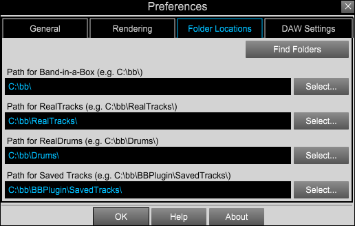 Preferences - folder locations