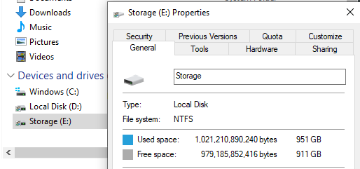 Hard disk properties