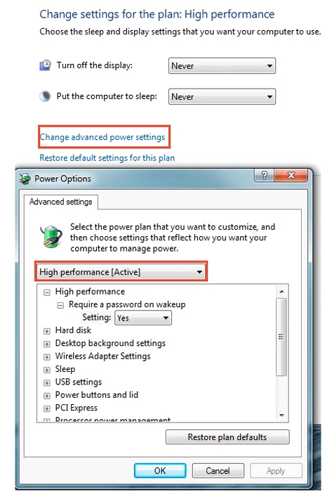 Changing the Power Options on a portable Windows computer