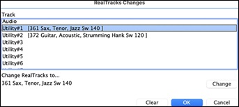 RealTracks changes dialog