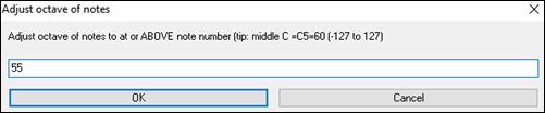 adjust octave of notes dialog