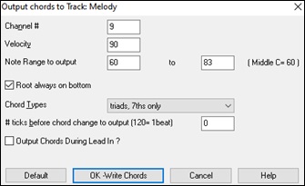 output chords to track dialog