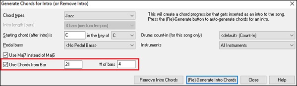 Generate Chords for Intro dialog