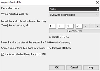 Import Audio File dialog