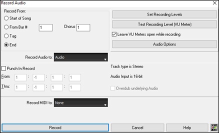 Record Audio dialog