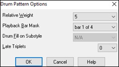 Drum Pattern Options dialog