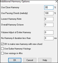 Harmony Maker - Additional Harmony Options