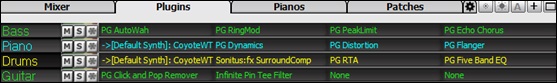 Mixer - Plugins tab