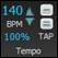 Tempo setting buttons