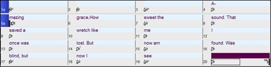 Chord Sheet with a Bar Lyrics Layer