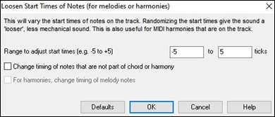 Loosetn Start Times of Notes dialog