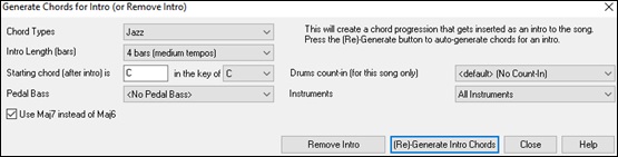 Generate Chords for Intro dialog