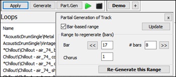 Loops Picker (floating) - Partial Generation panel