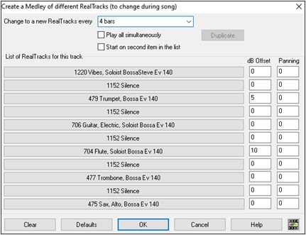 Create a medley of different RealTracks dialog