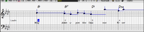 Notation window - Staff Roll Notation mode