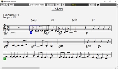 Lead Sheet window