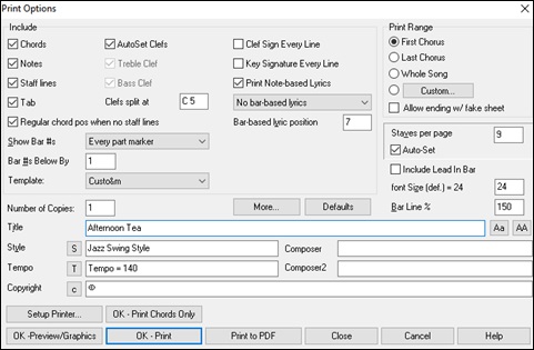 Print Options dialog