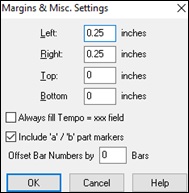 Margins & Misc. Settings dialog