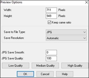 Preview Options dialog