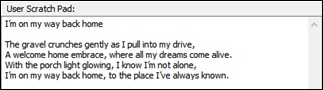 AI Lyrics window - User Scratch Pad