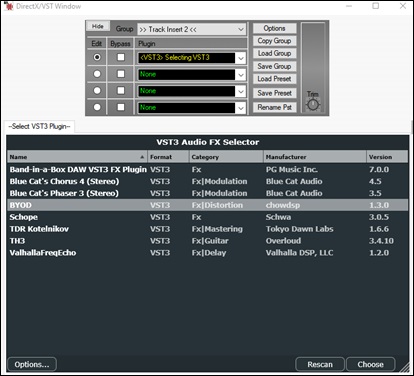 VST3 Audio FX Selector