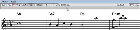 Time Line on the Notation window